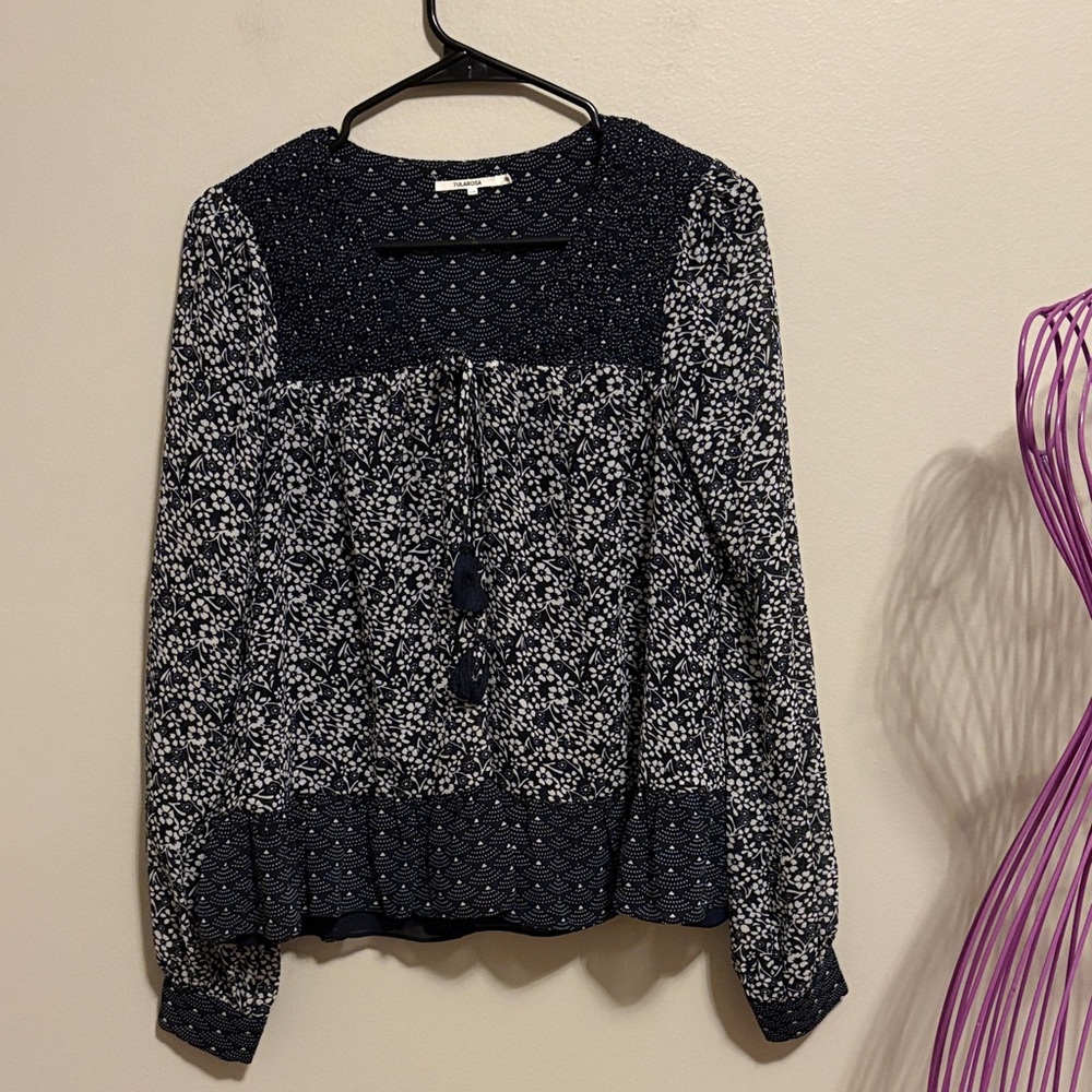 Tularosa Navy and White Patterned Blouse